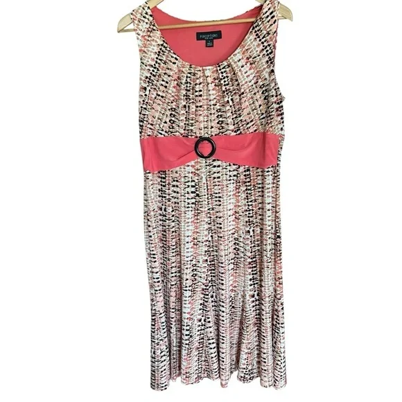 Perceptions Women’s Size L 2-Piece Dress Jacket Set Coral Print Career Church - Picture 7 of 12